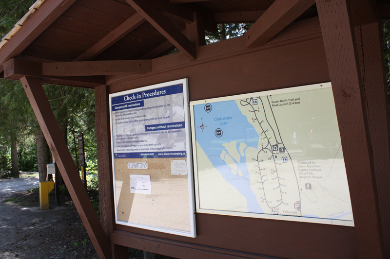 Clearwater Lake campground sign-in board