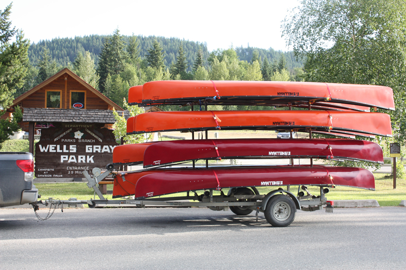 0 km Murtle Lake rental canoes in front of Wells Gray Info Centre